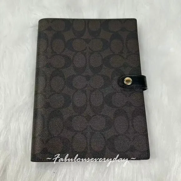 Coach Notebook In Signature Canvas In Brown Black 222 NWT - Picture 1 of 4